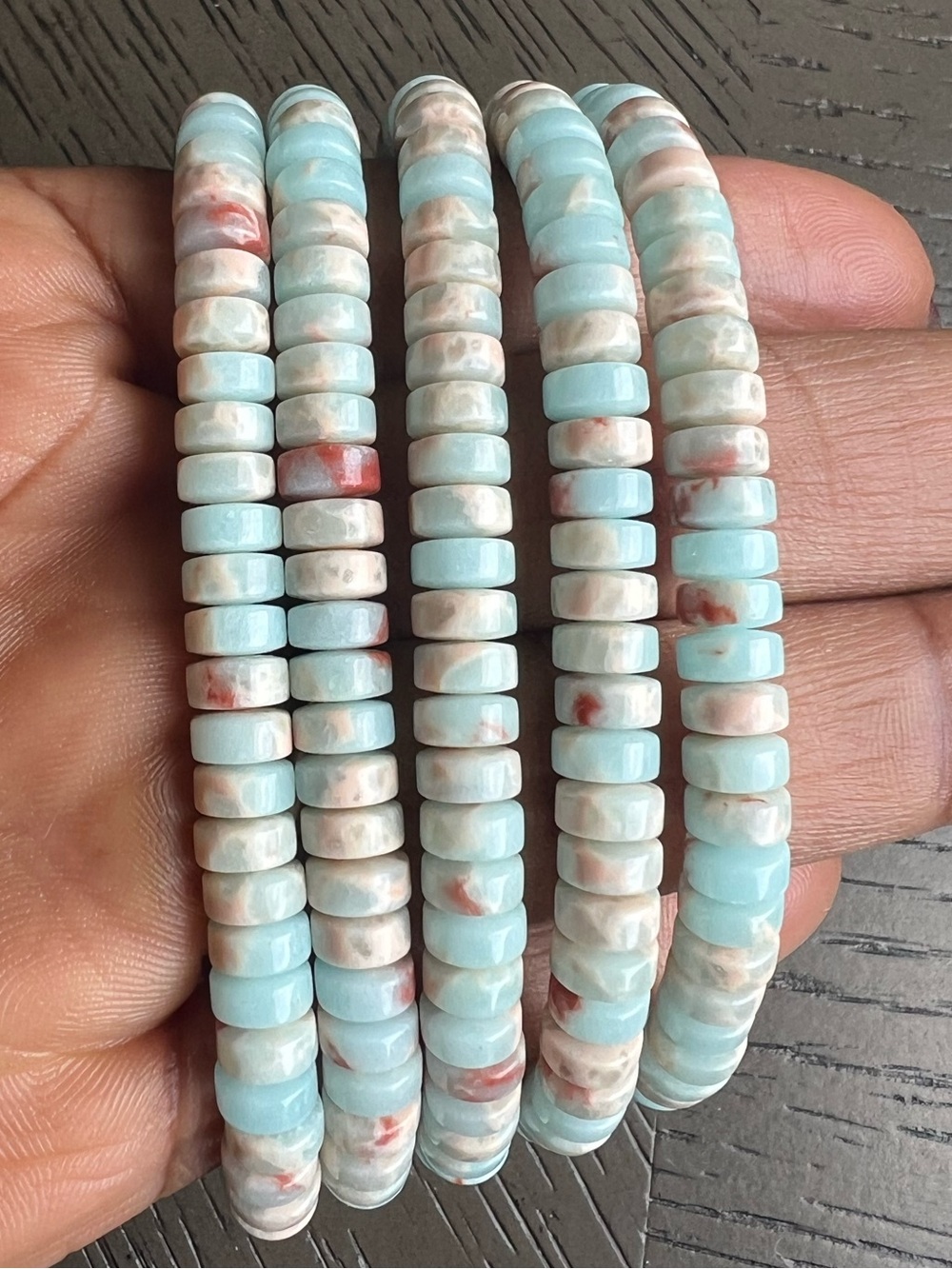 Shoushan stone Rondelle bracelet SIZE 6.5’ ( ONE )
